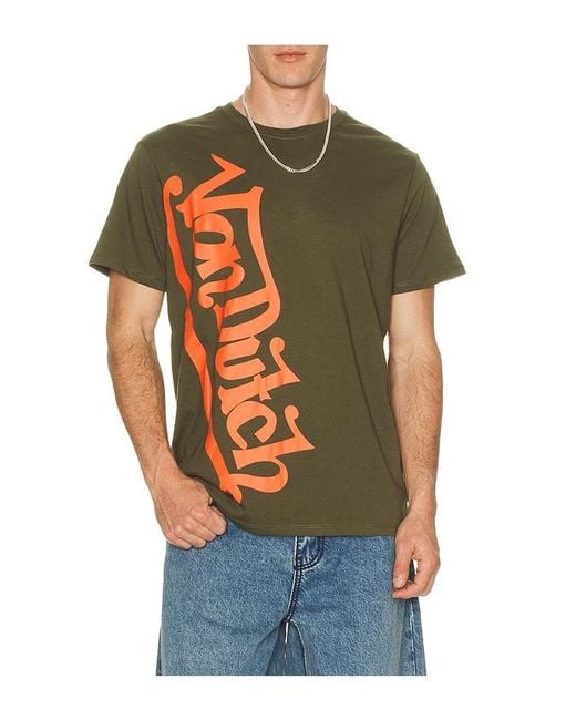 Von Dutch Orange Vertical Logo Tee for men