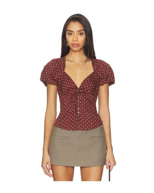 Free People Brown Summer Printed Blouse