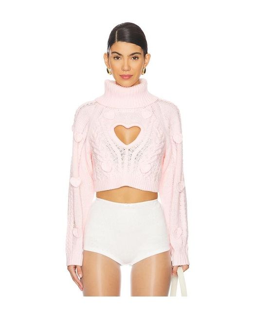 For Love & Lemons White Rebecca Heart Sweater