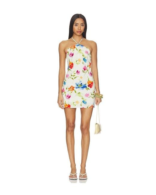For Love & Lemons White Tropical Bloom Mini Dress