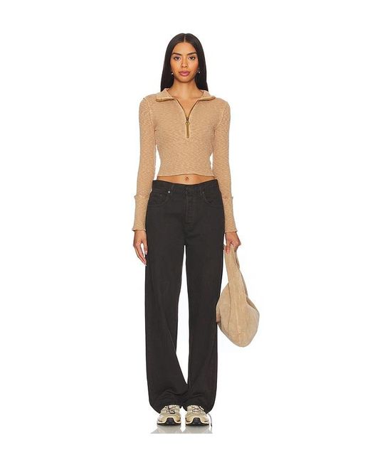 Free People Black X We The Free Midnight Half Zip Sweater