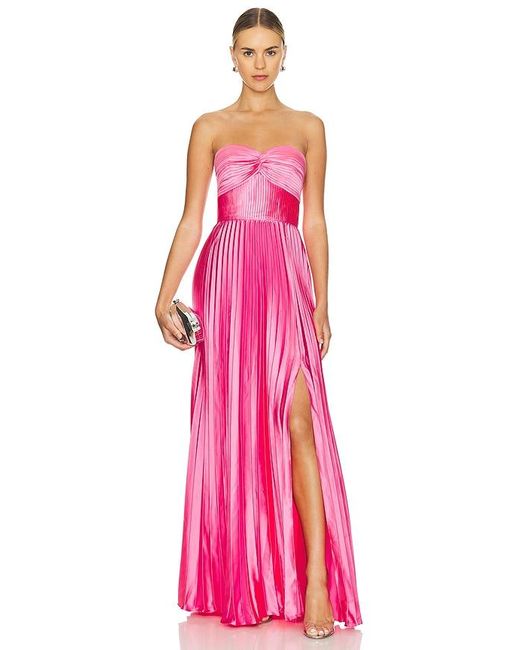 AMUR Pink Stef Pleated Gown
