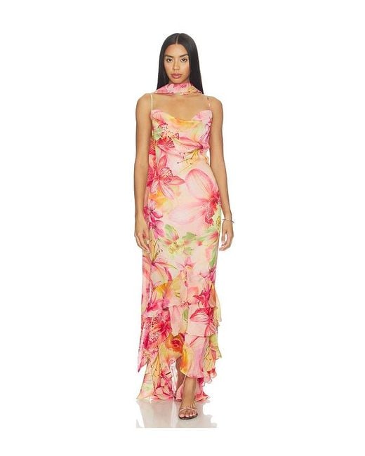 Rococo Sand Orange Cowl Maxi Dress With Sash