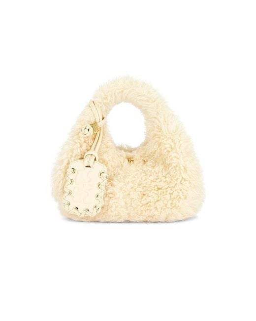 Ganni Natural Mini Fur Hobo Bag