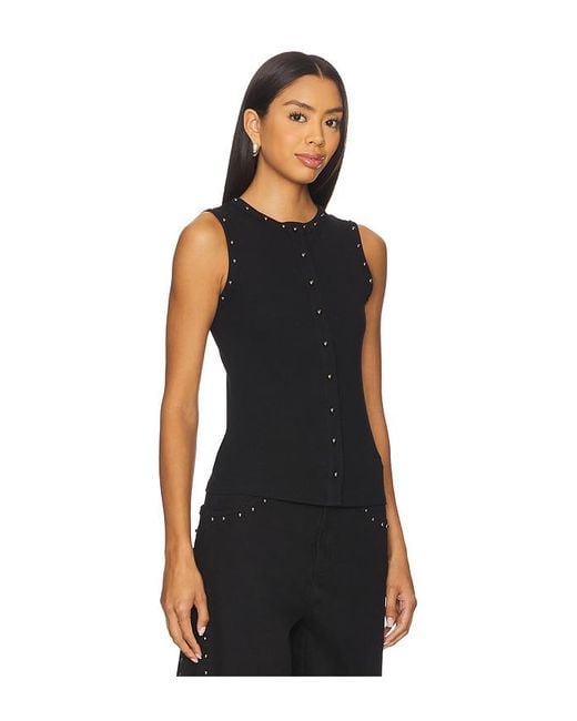 Never Fully Dressed Studded Button Tank Black