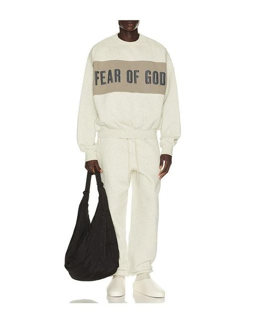 Fear Of God White Cropped Relaxed Panelled Sweatshirt for men