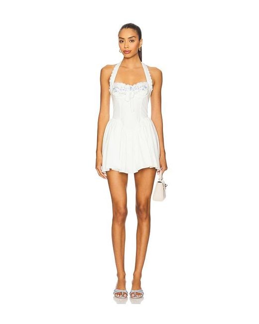 For Love & Lemons White Bustier-Minikleid Aus Popeline Tea Time