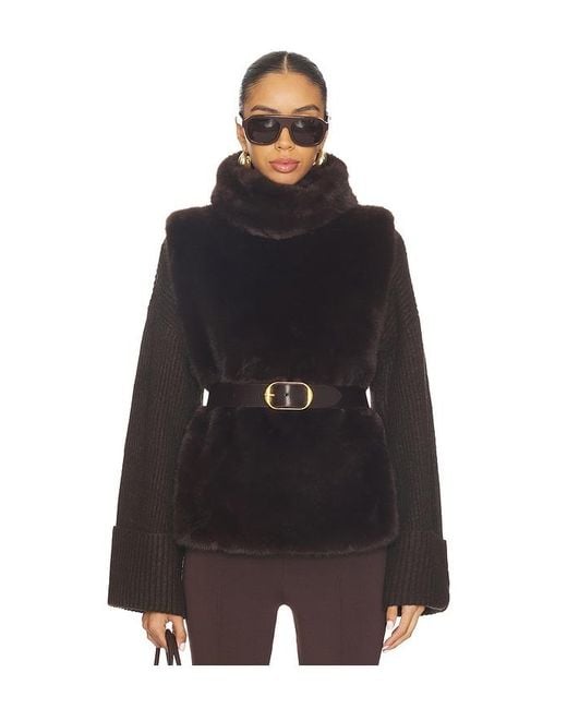 Susanna Chow Black Laurelle Faux Fur Vest