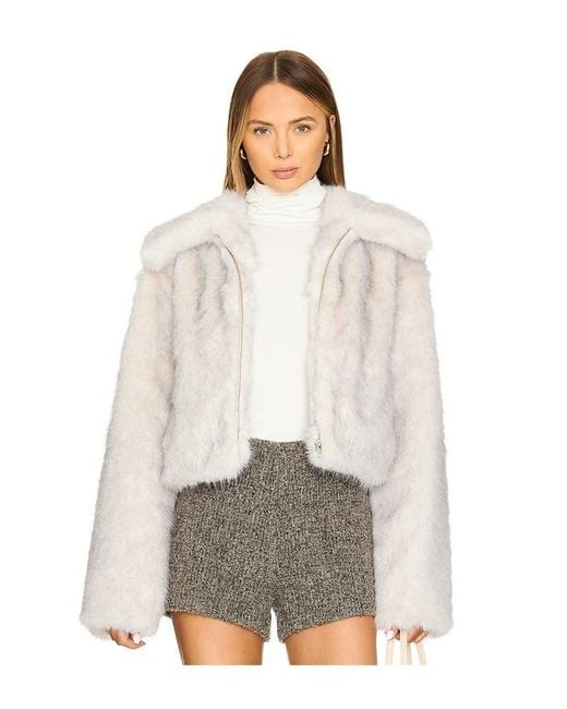 Lovers + Friends White Nina Faux Fur Jacket