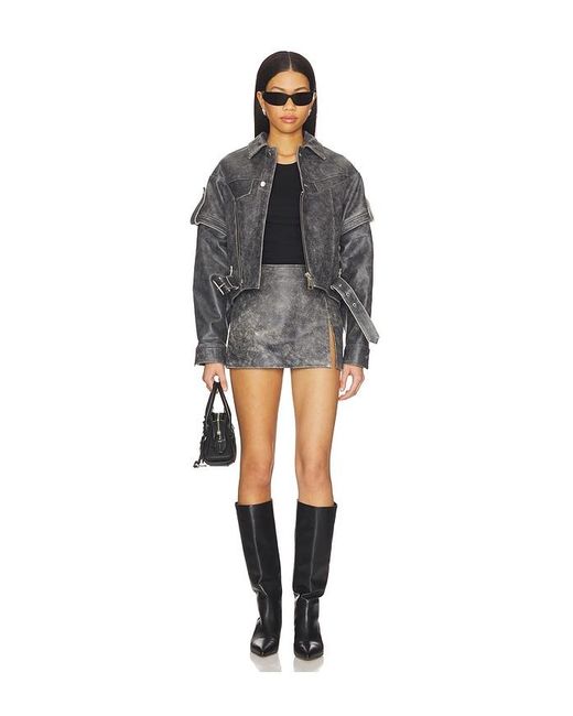 Manokhi Gray Deline Mini Skirt