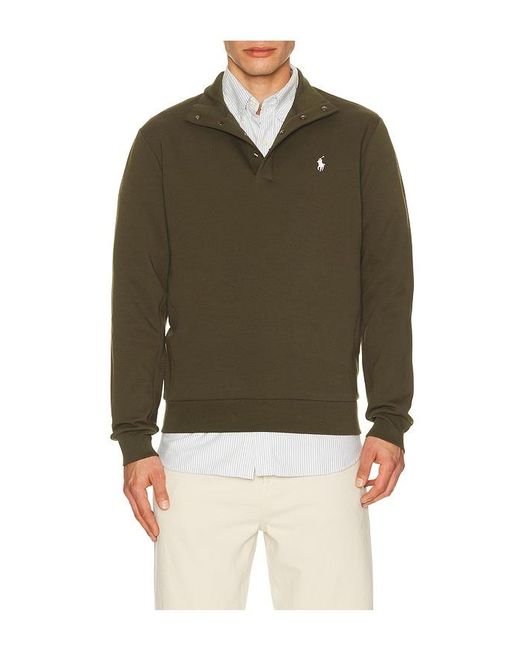Polo Ralph Lauren Green Long Sleeve Double Knit Tech Snap Mocknock Pullover for men