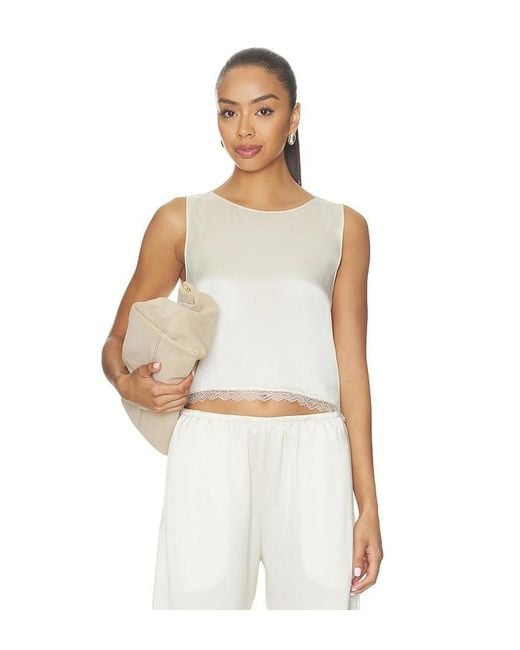 Leset Natural Barb Lace Crop Sleeveless Crew