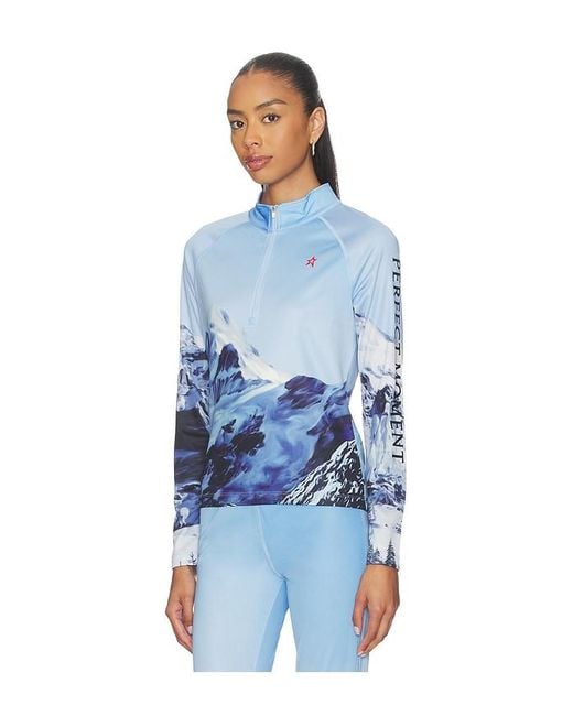 Perfect Moment Blue 1/4 Zip Base Layer Top