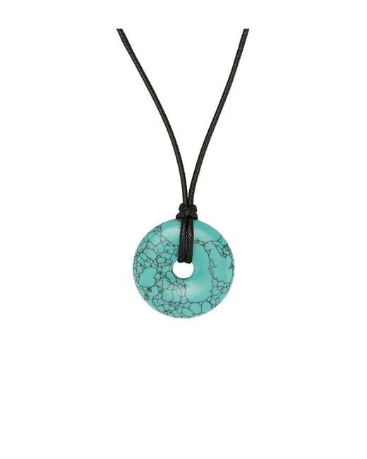 petit moments Blue Stone Disc Corded Necklace