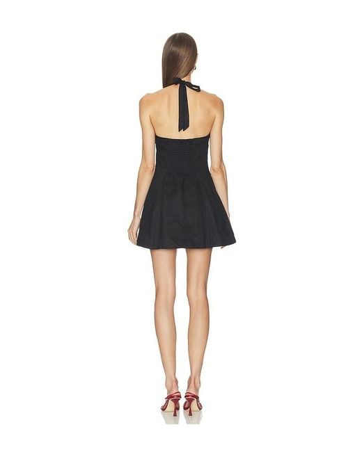 AEXAE Black Linen Halter Neck Mini Dress