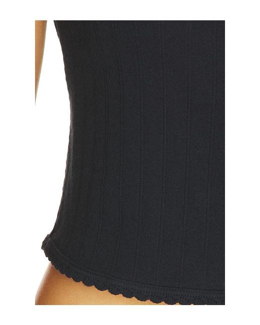 Leset Blue Pointelle Button Down Tank