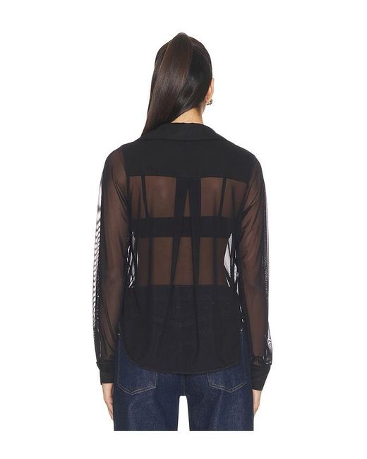 Michael Lauren Black Alameda Mesh Long Sleeve Button Up