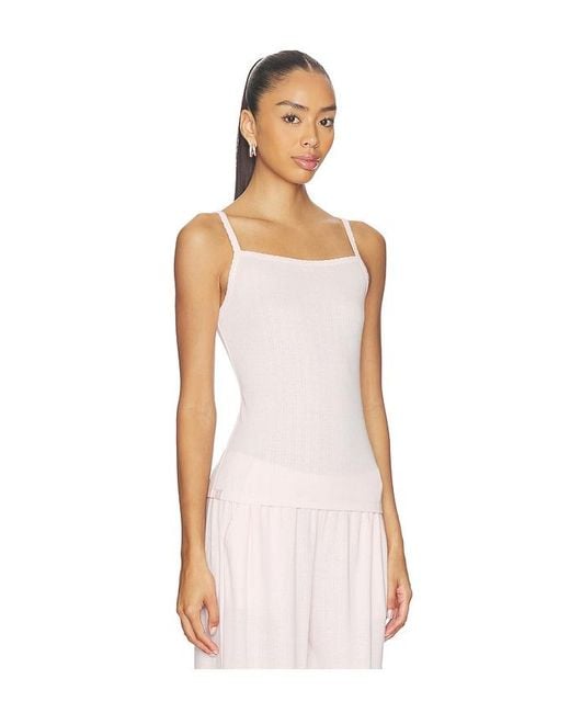 Barefoot Dreams Pink Pointelle Rib Tank With Scallop Trim