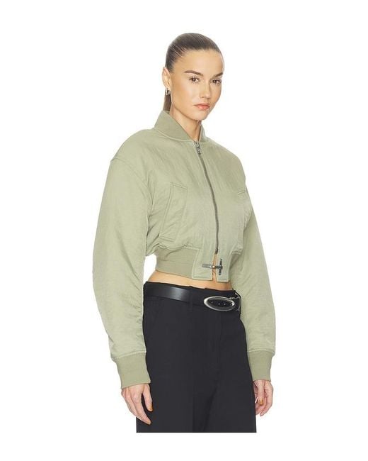 Halo Green Crop Bomber Jacket