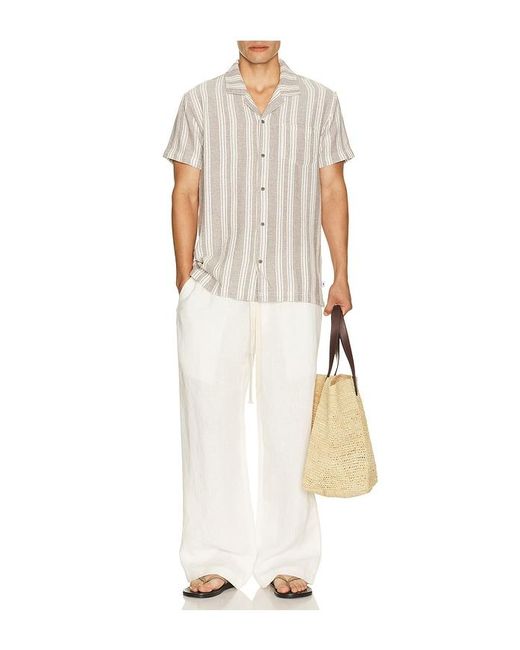 Vintage Summer White Basket Weave Camp Shirt for men