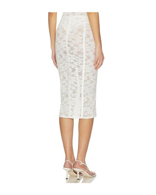 Fleur du Mal White Le Stretch Lace Pencil Skirt