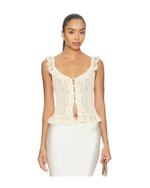 Tularosa White Leyla Pointelle Ruffle Top
