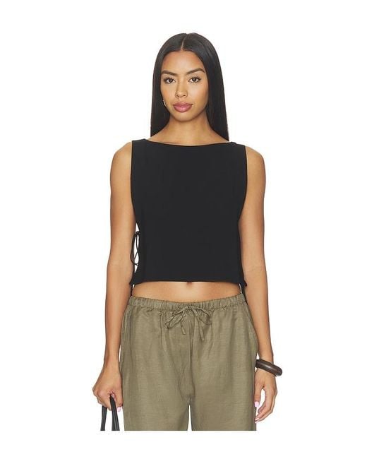Leset Black Ari Boatneck Tie Top