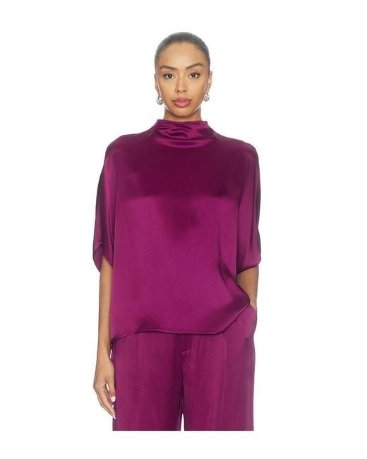LAPOINTE Purple Satin Cape Tee