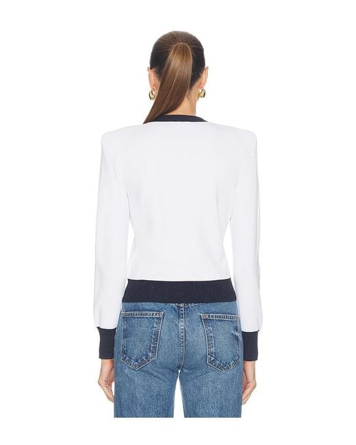 L'Agence White Taya Cropped Cardigan