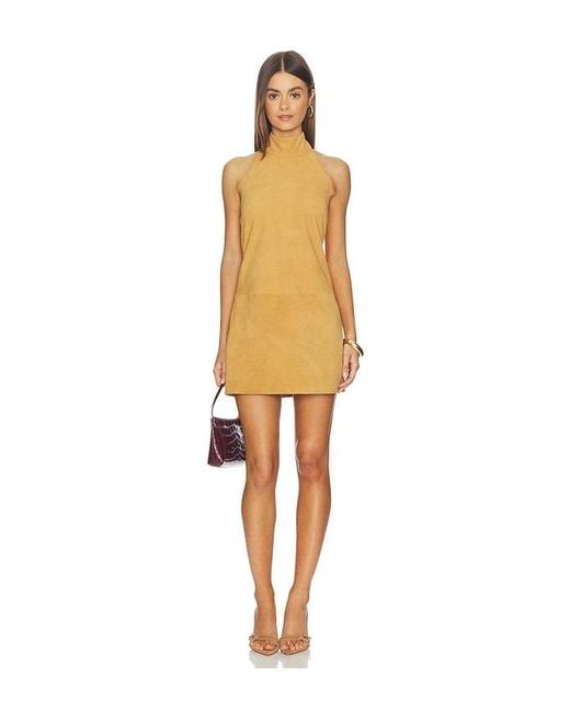 AEXAE Multicolor Leather Suede Mini Halter Dress