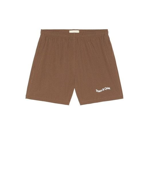 Museum of Peace & Quiet Brown Wordmark Seersucker Shorts for men