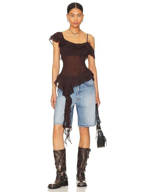 LPA Blue Jess Flounce Scarf Top