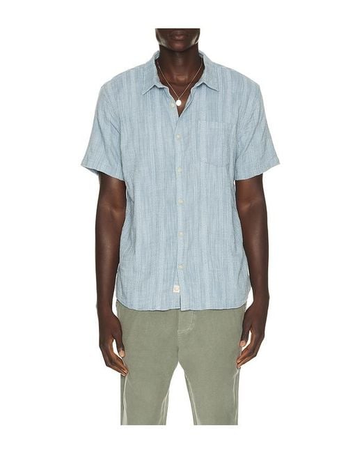Marine Layer Blue Classic Stretch Selvage Shirt for men
