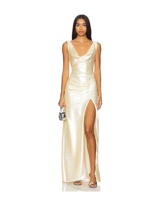 AKNVAS Natural Sequined Proserpina Gown