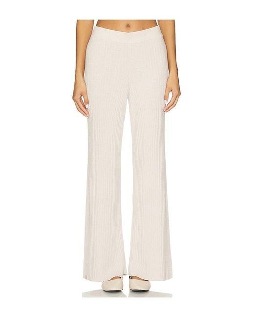Barefoot Dreams White Cozychic Ultra Lite Lurex Rib Wide Leg Pant