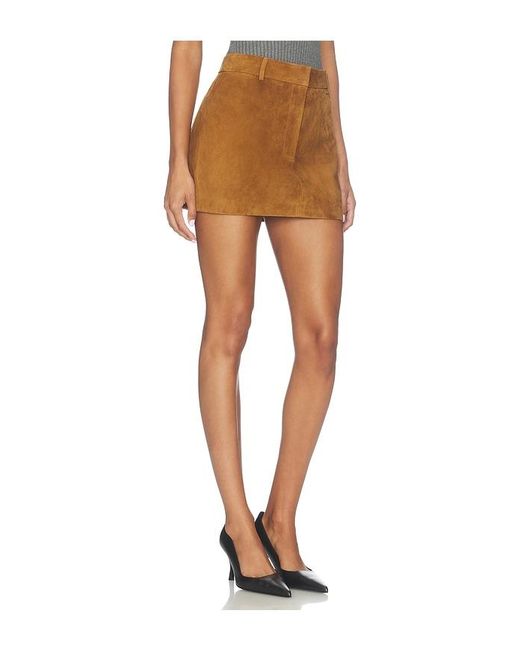 AEXAE Multicolor Lamb Leather Suede Mini Skirt