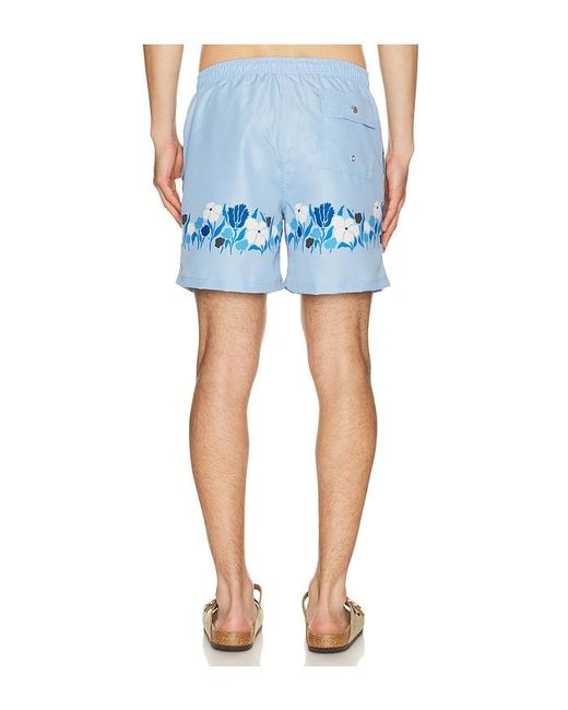 Bather Blue Lawn Printed Swim Trunks for men