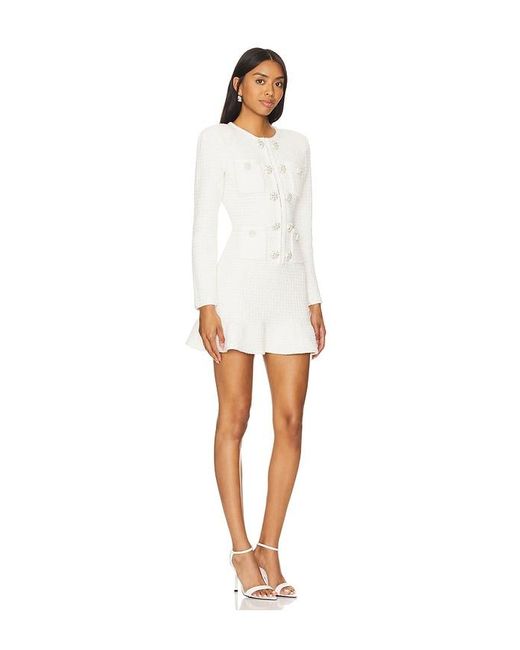 Self-Portrait White Buttoned Knit Mini Dress