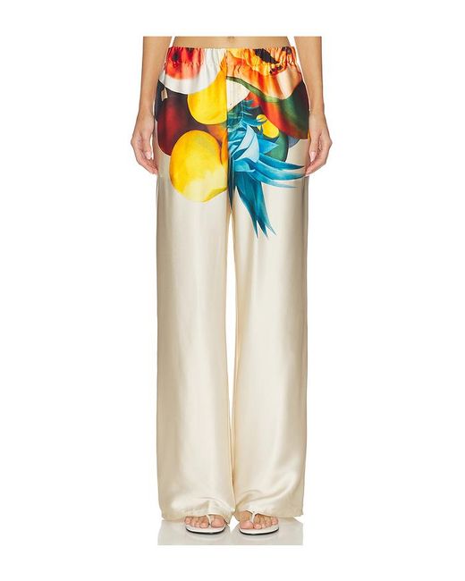 Donde Esteban White Salpicon Silk Pants
