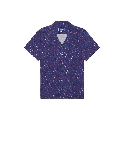 ARRELS Barcelona Altinha X Malika Favre Camp Collar Shirt In Eco Blue for men