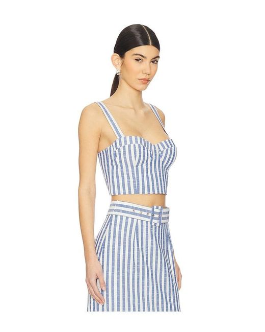 Top Sin Mangas Claudine En Color Azul Talla En Cara Cara de color Blue