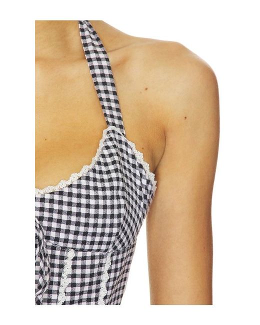 GUIZIO Blue Marini Gingham Corset Top