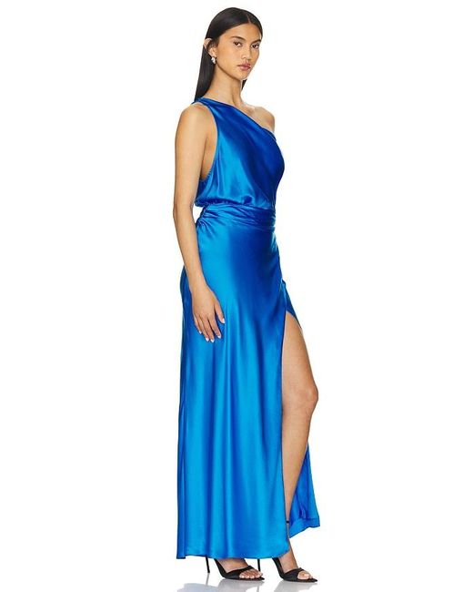 The Sei Blue Asymmetrical Cowl Wrap Dress
