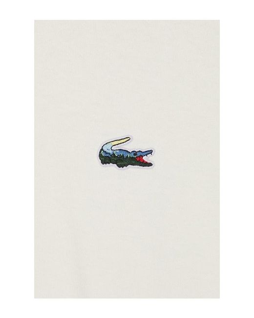 Lacoste White Heavy Jersey Landscape Crocodile Print T-Shirt for men