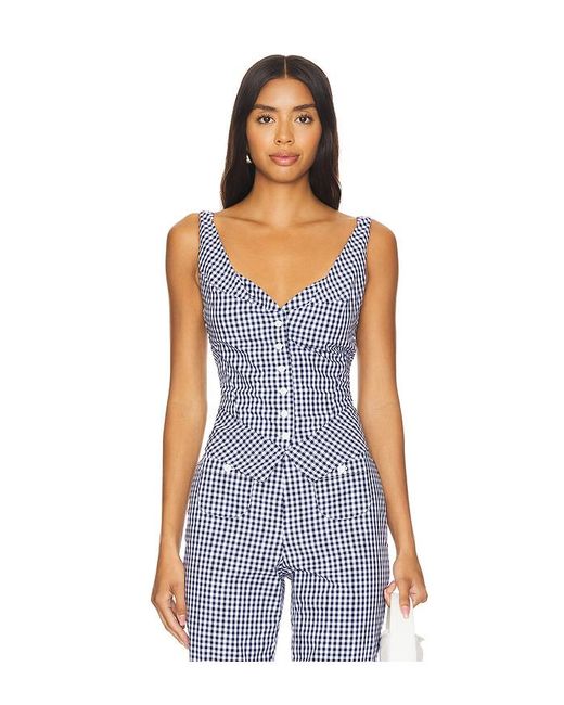 Frankie's Bikinis Blue Parlour Poplin Blouse