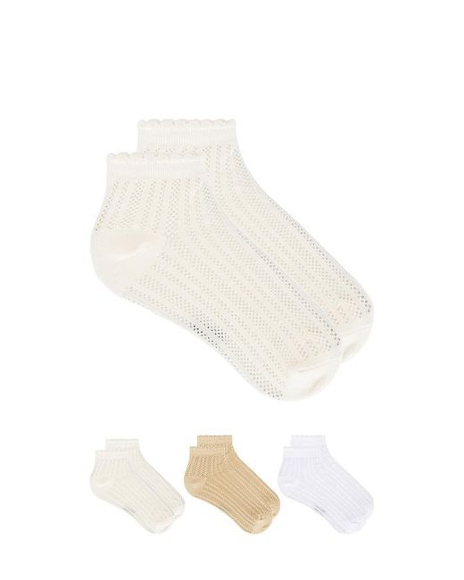 Stems White 3-Pack Lace Knit Ankle Socks