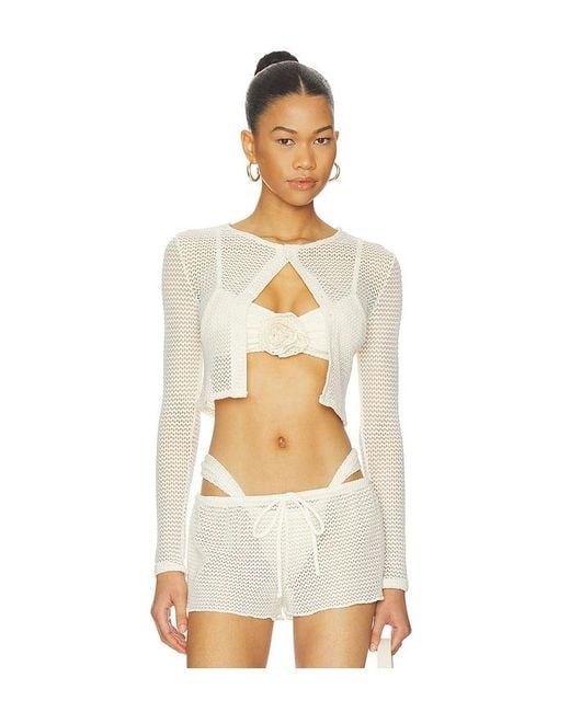 Montce White Button-down Cardi