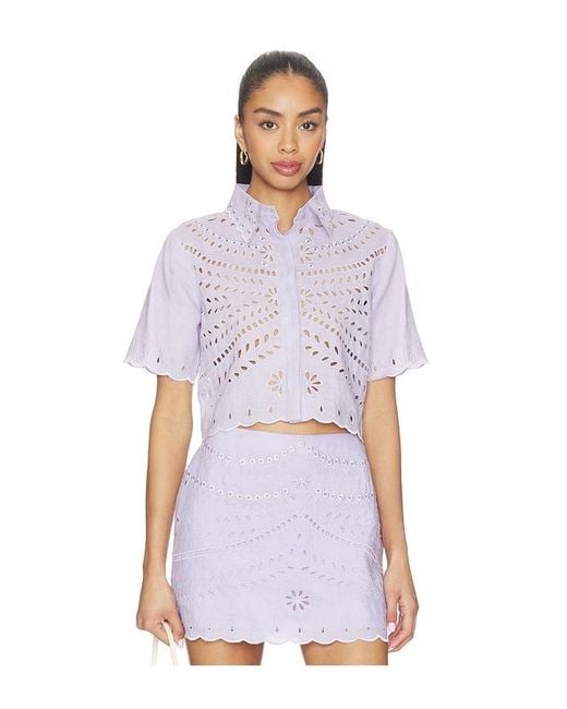 Karina Grimaldi White Elin Embroidered Top