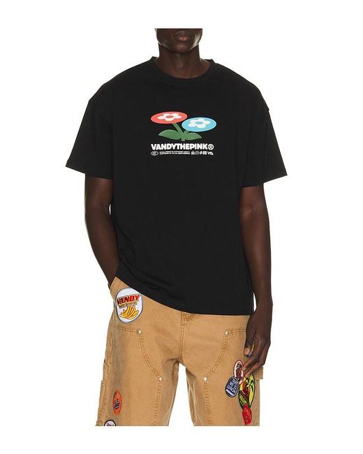 VANDY THE PINK Black Two Flower Tee for men