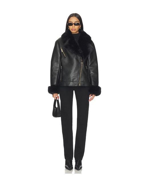 Generation Love Black Walt Faux Fur Shearling Moto Jacket